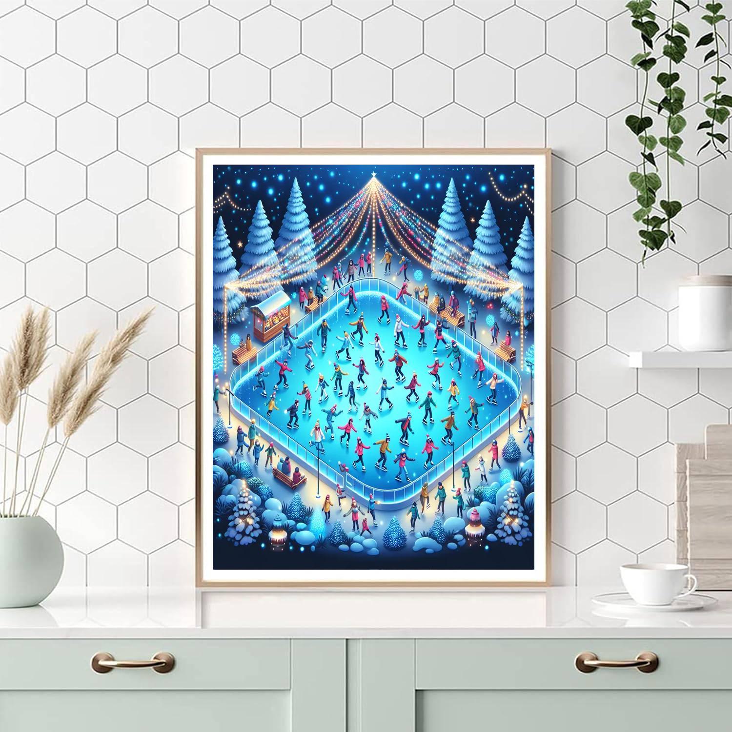 Glimmering Ice Skating Rink Numbered Painting Kits