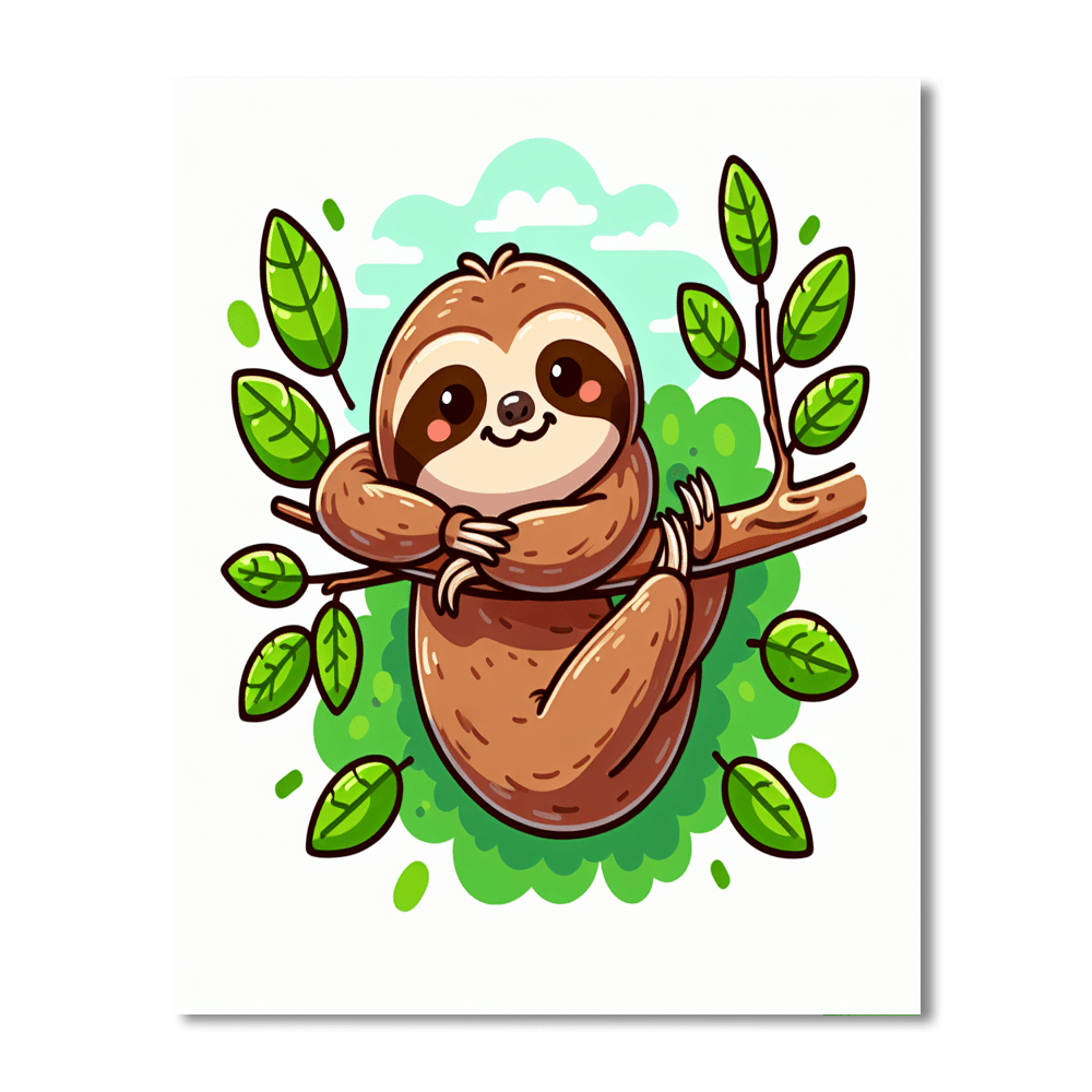 Lively Sloth Number Painting