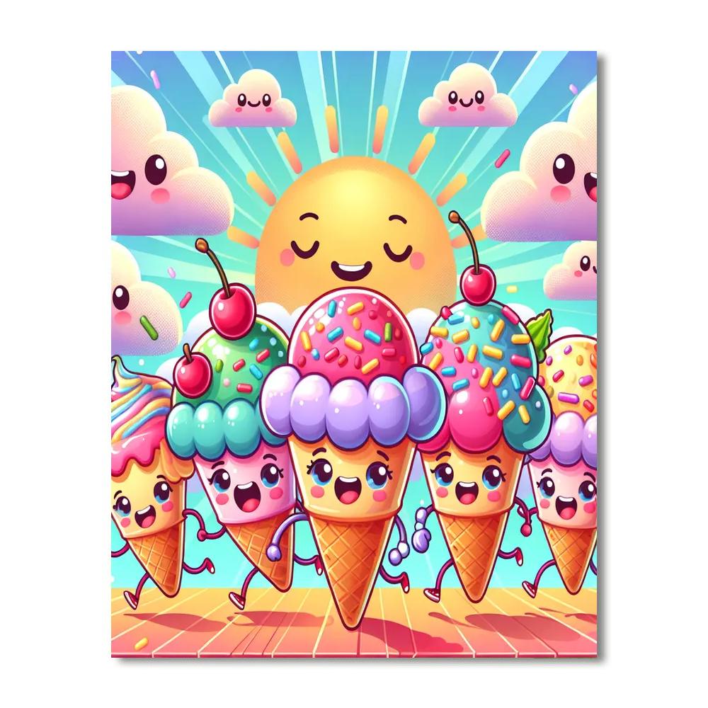 Joyful Ice Cream Parade Painting By Numbers Kit