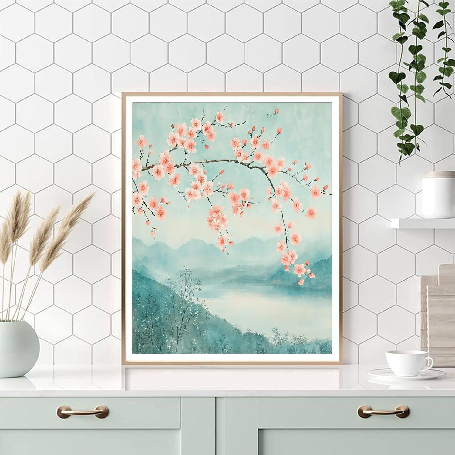 Zhao Mengfu Inspired Whispers Of Cherry Blossoms  Paint By Color
