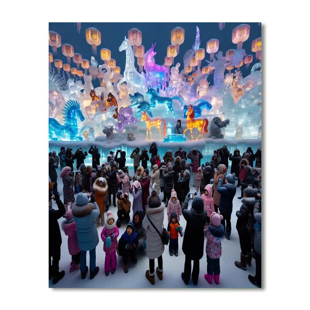 Harbin Ice Lantern Festival - Harbin, China Painting By Numbers Kit