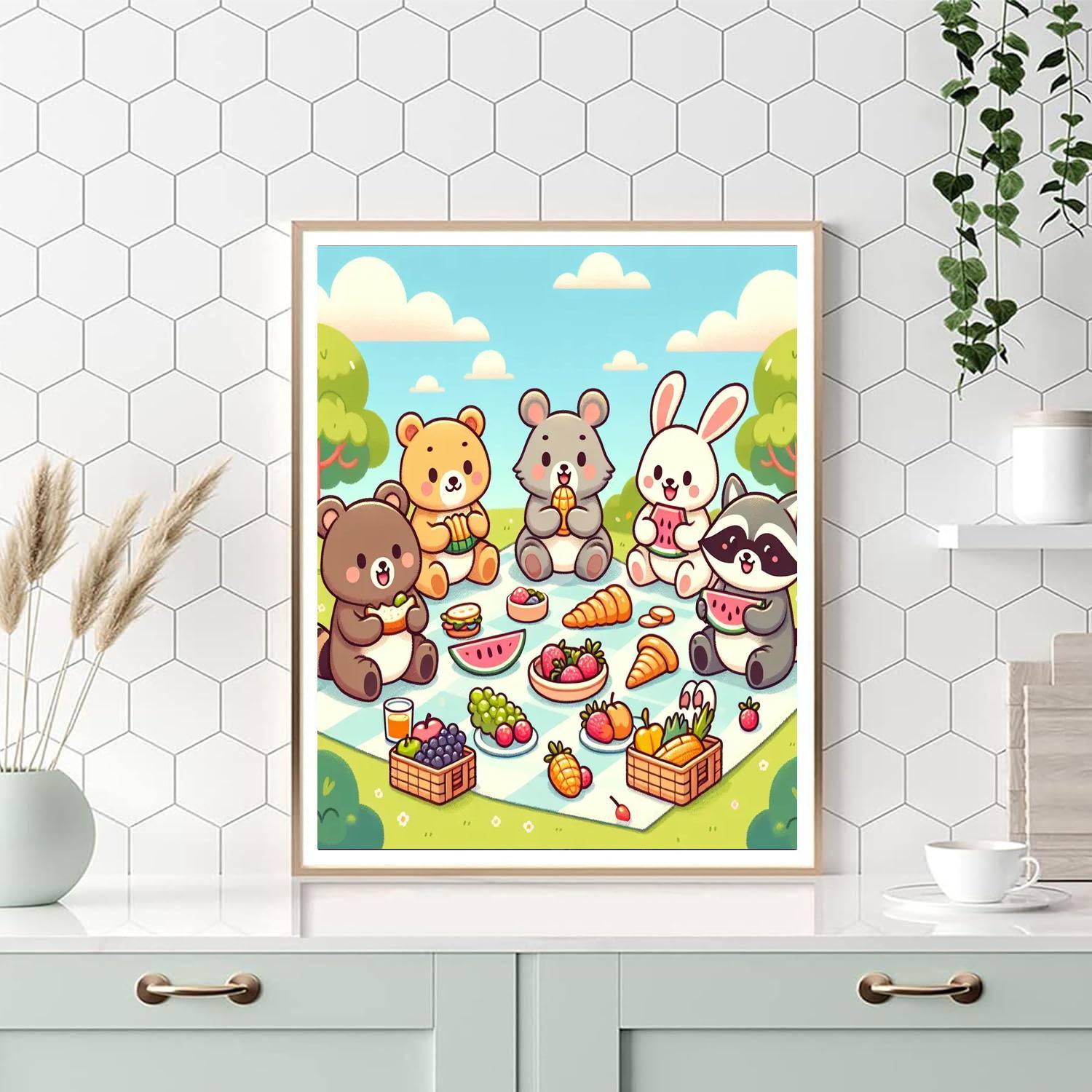 Cheerful Picnic Animals Paint By Number