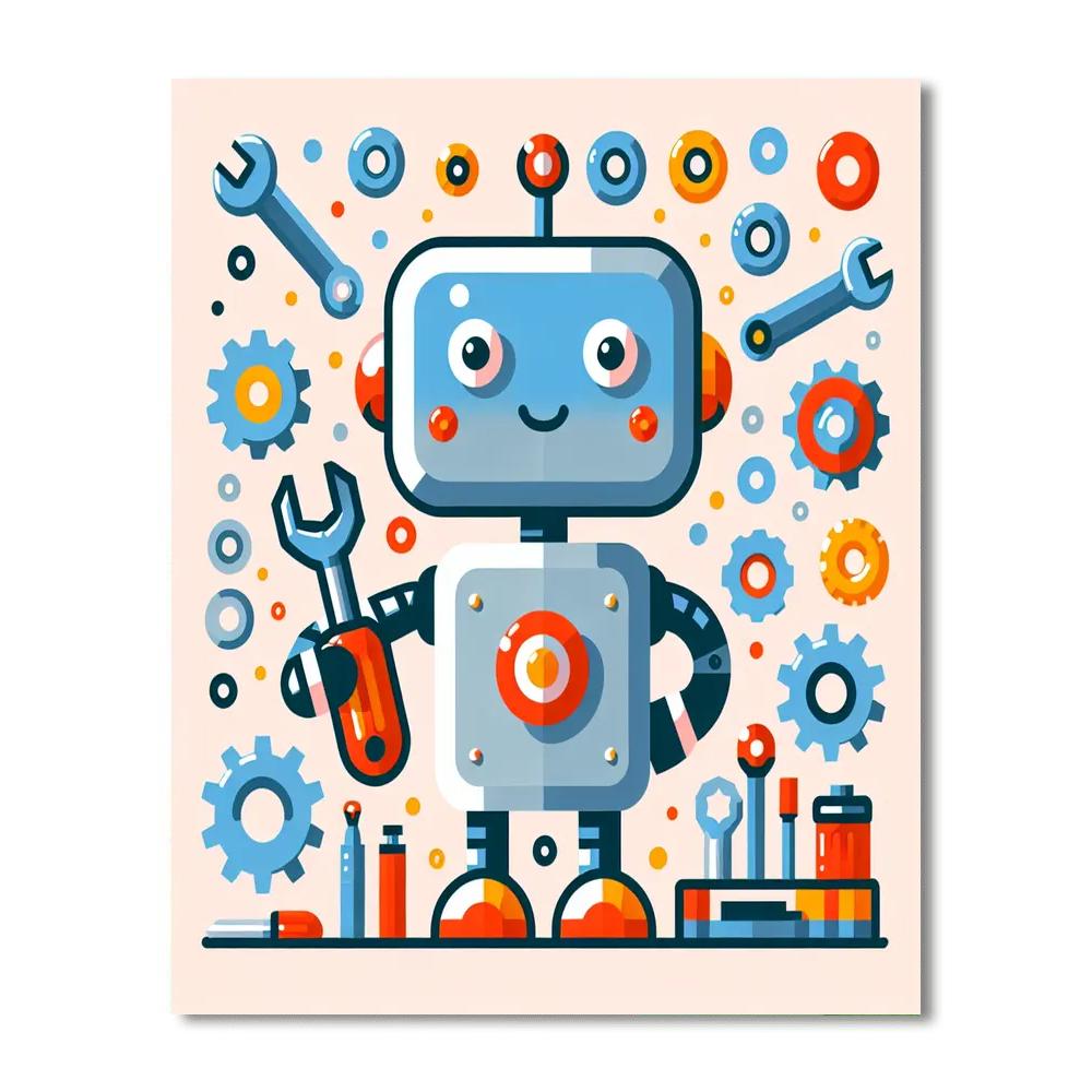 Robot Building Buddy Painting By Numbers Kit