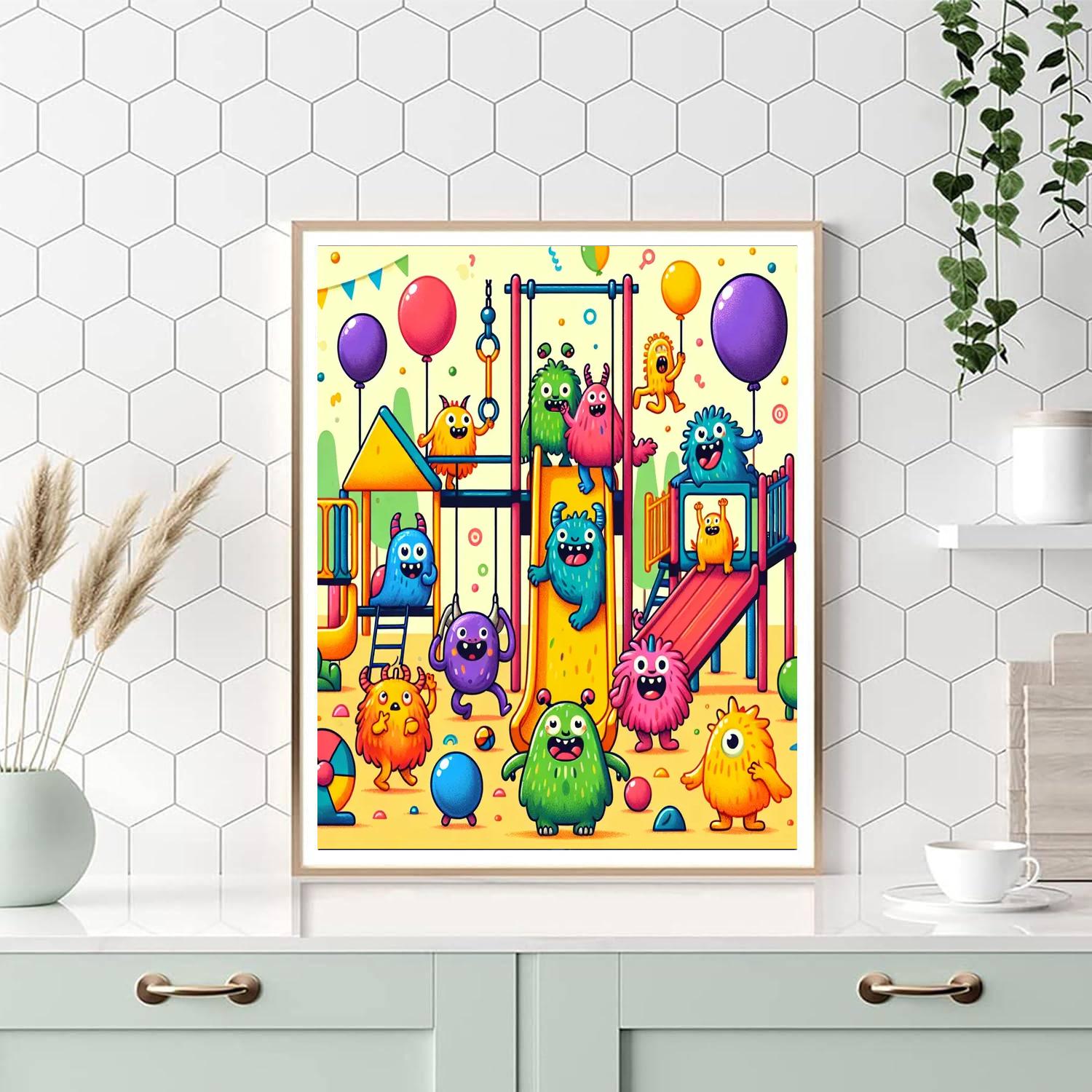 Funny Monster Playground DIY Paint By Numbers