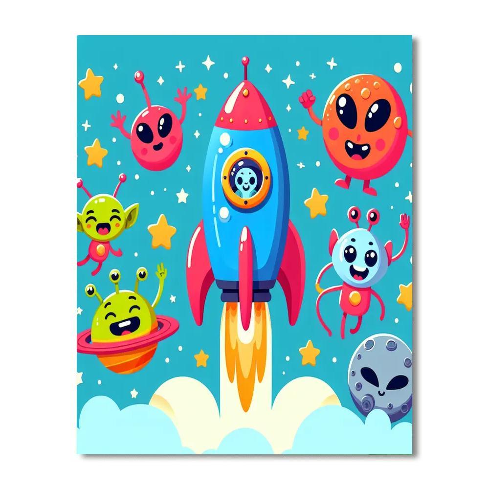Joyful Space Adventures Paint By Numbers Art