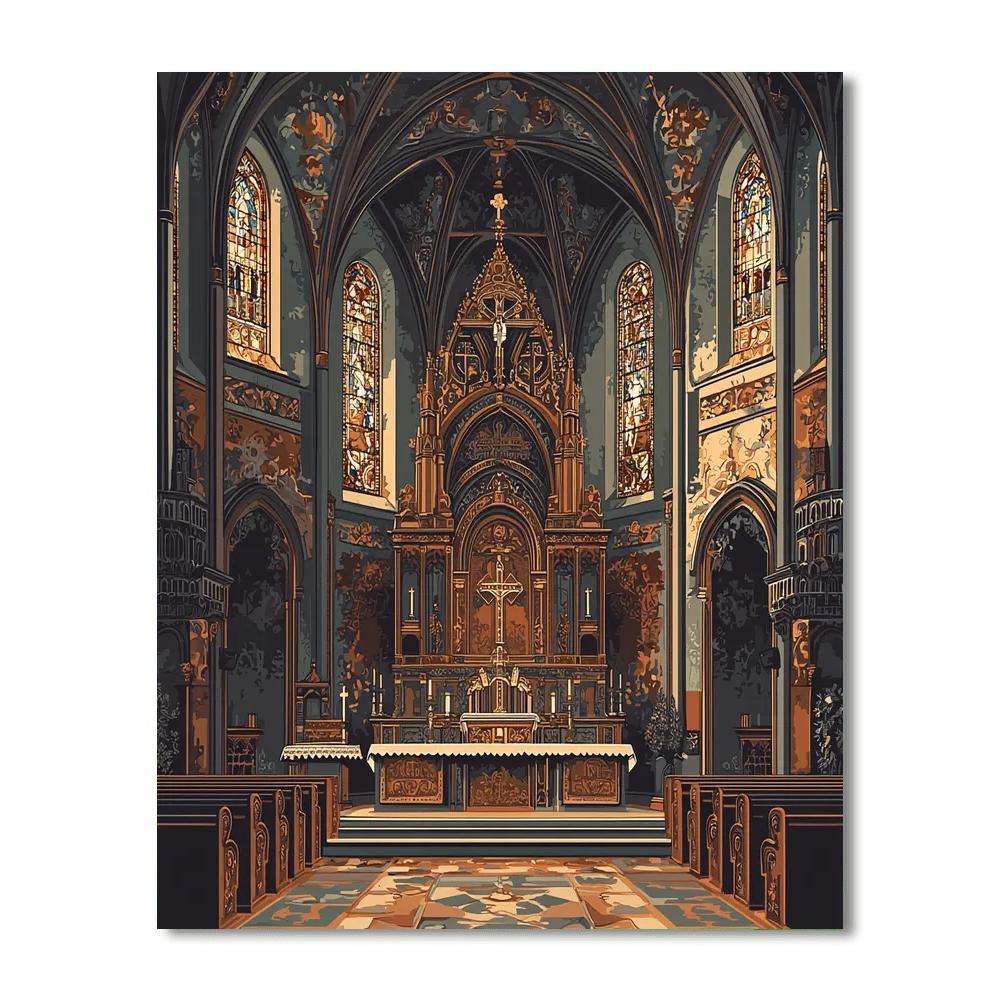 Dürer Inspired Ornate Gothic Chapel  Paint By Numbers