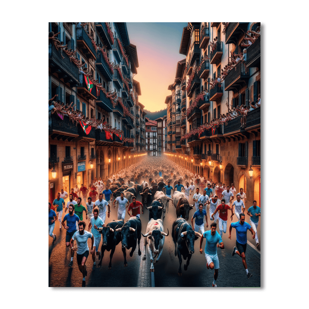 The Running Of The Bulls - Pamplona, Spain Painting Number Kit