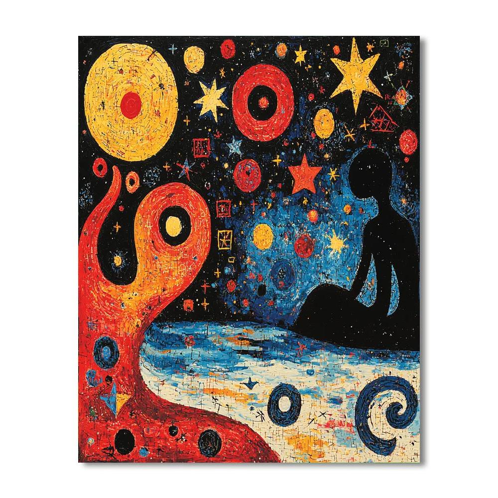 Joan Miró Inspired Galactic Curiosity  Paint By Numbers Art
