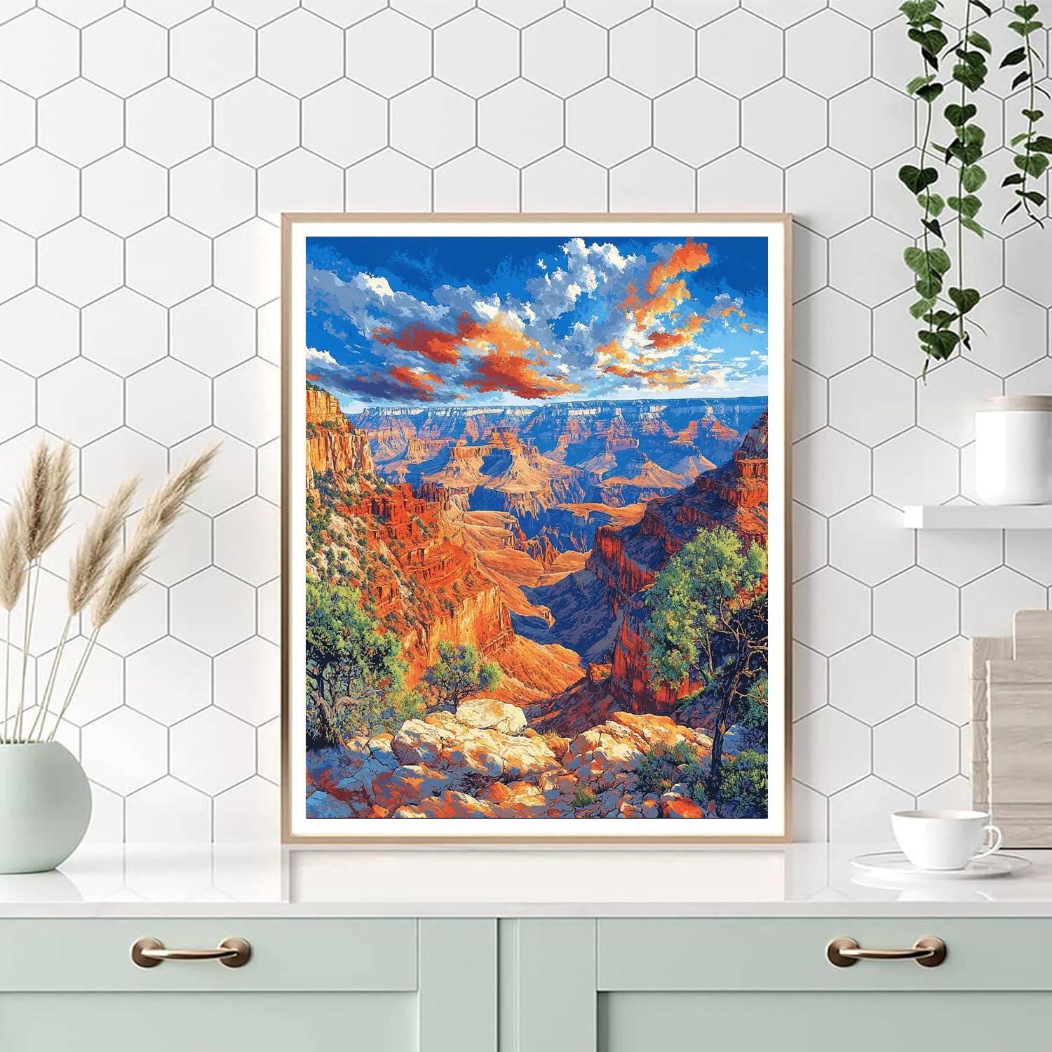 Traditional Landscape Art Style Inspired Majestic Canyon  Paint By Numbers Kits