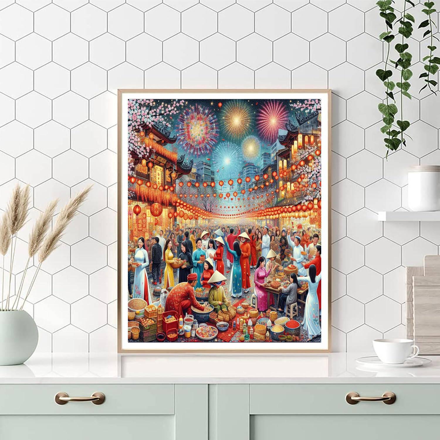 Tet Nguyen Dan - Hanoi, Vietnam Painting Number Kit