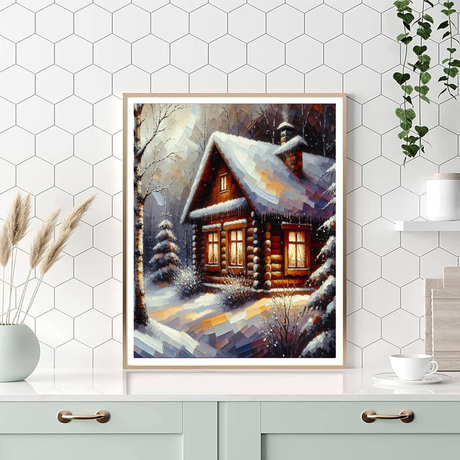 Winter Cabin Hideaway DIY Paint By Numbers