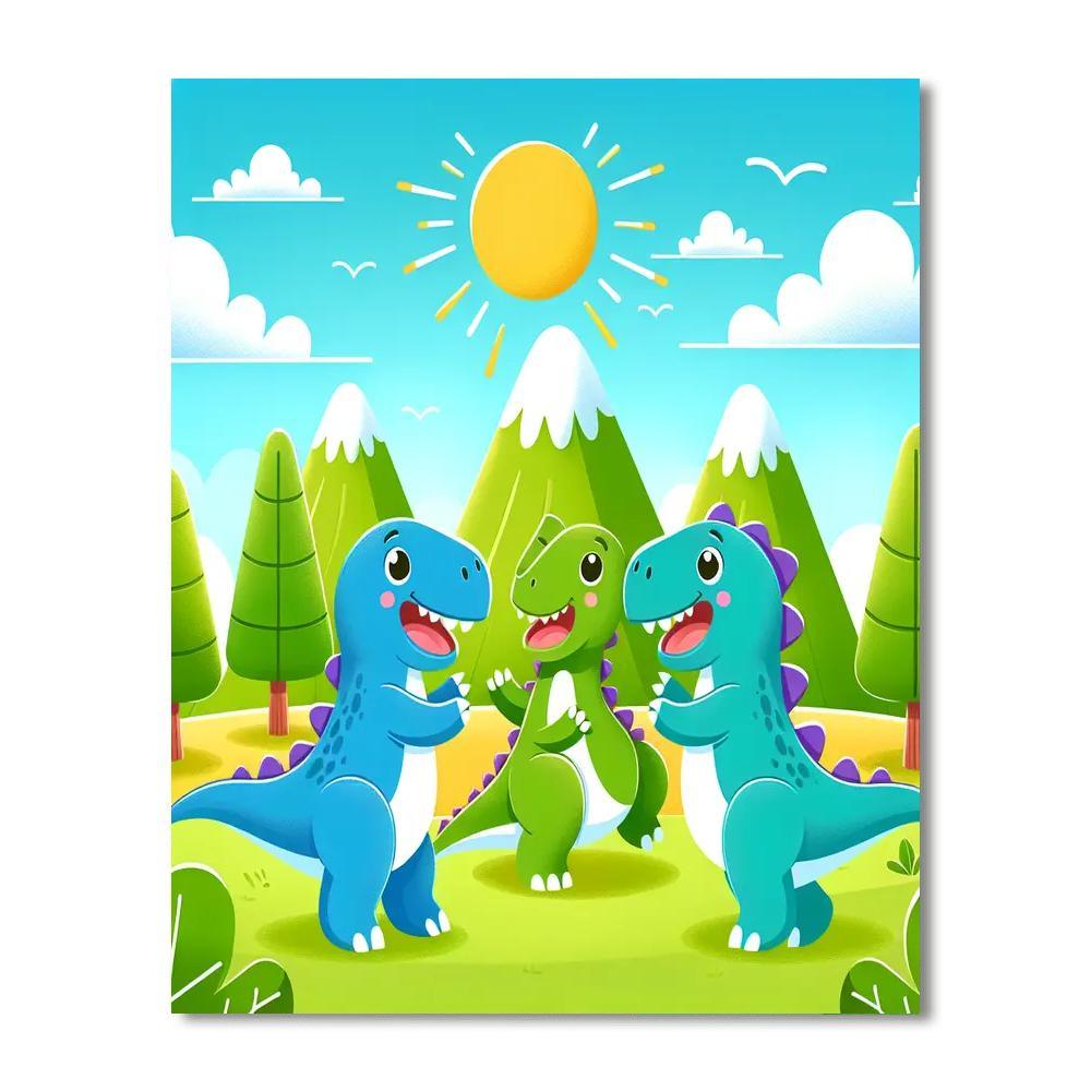 Joyful Dinosaur Park Painting Number Kit