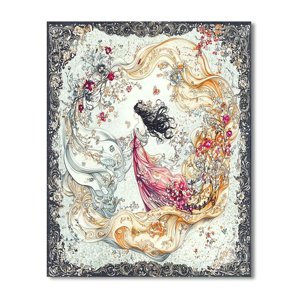 Alphonse Mucha Inspired Art Nouveau Inspired Scarf  Paint By Color