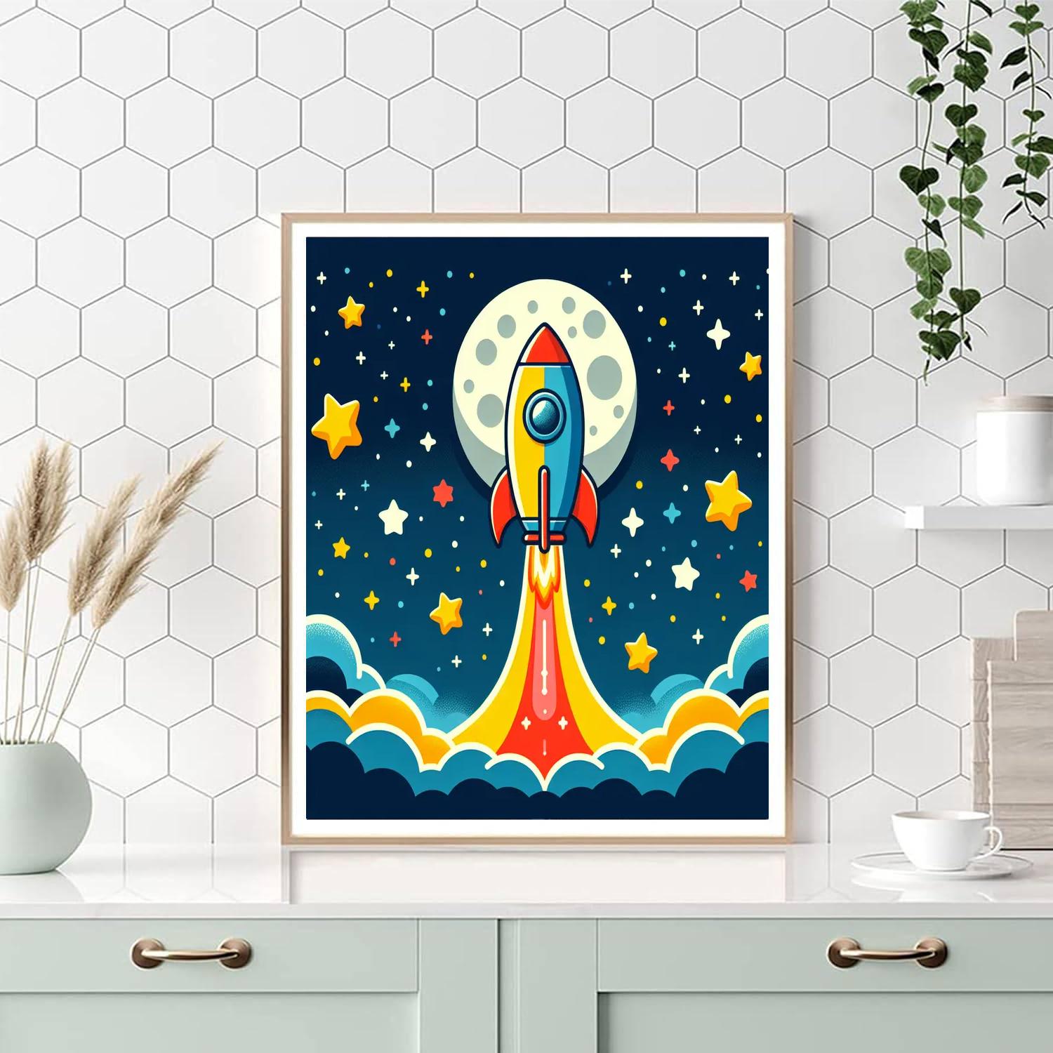 Adventurous Space Rocket DIY Paint By Numbers