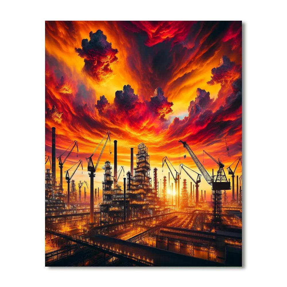 Vivid Industrial Sunset Paint By Numbers Kits