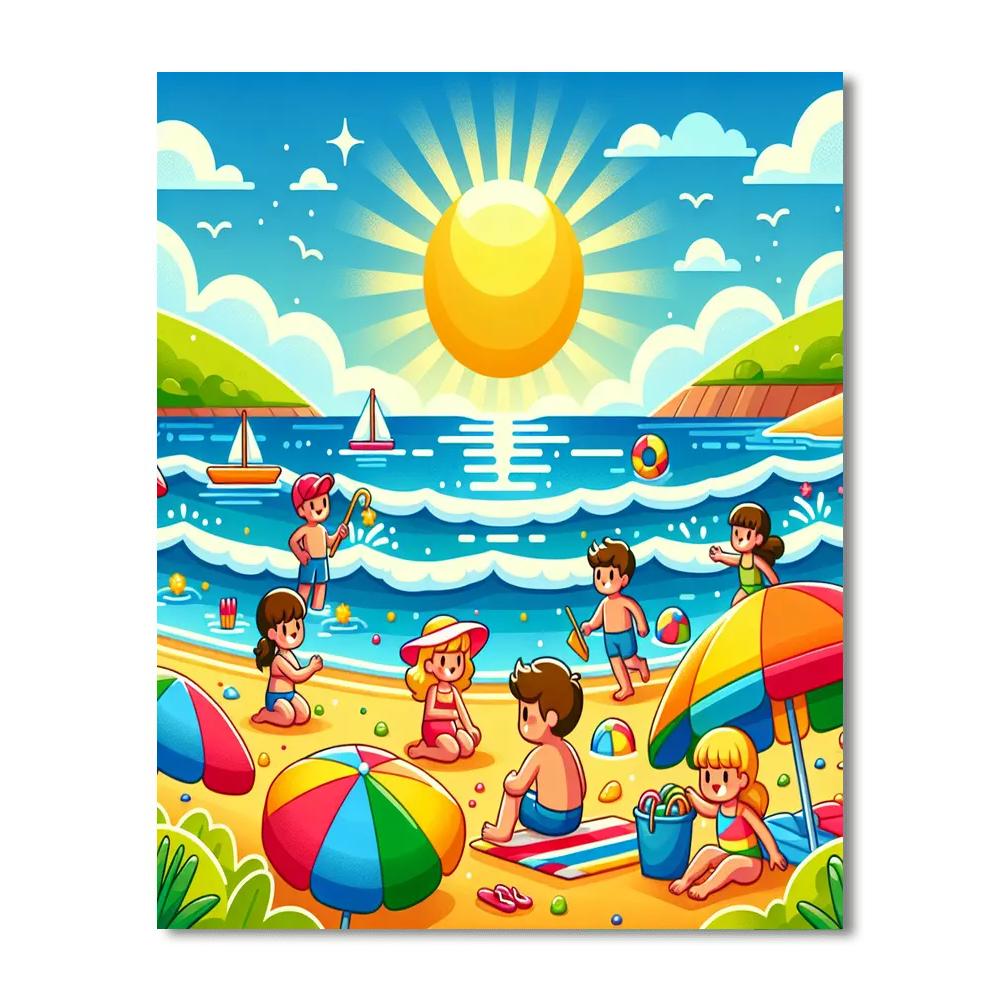 Bright Beach Fun DIY Paint By Numbers