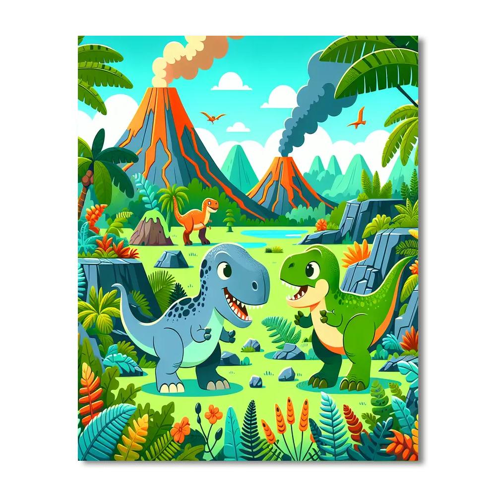 Dinosaurs On The Loose Number Painting