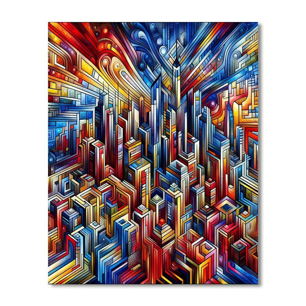 Dynamic Cityscape Illusion Numbered Painting Kits