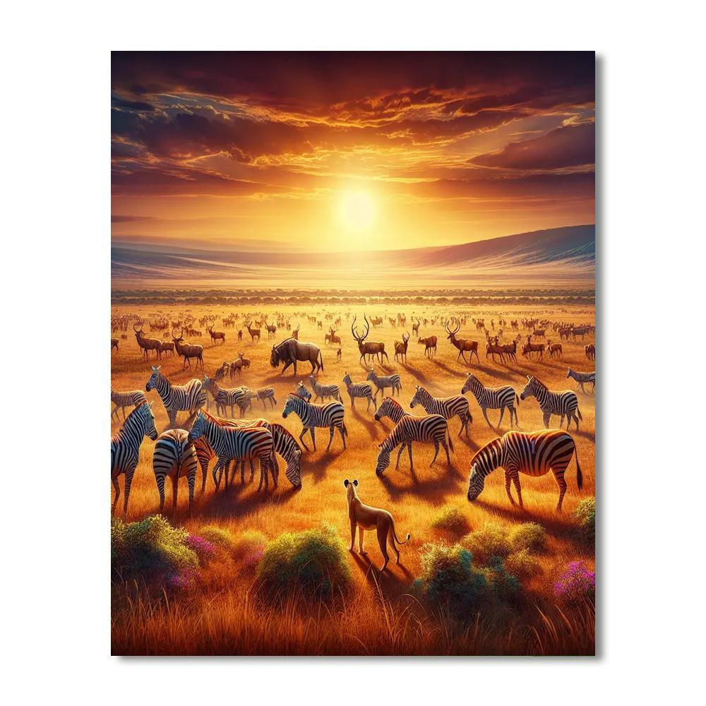 Serengeti Wildlife Spectacle Number Painting