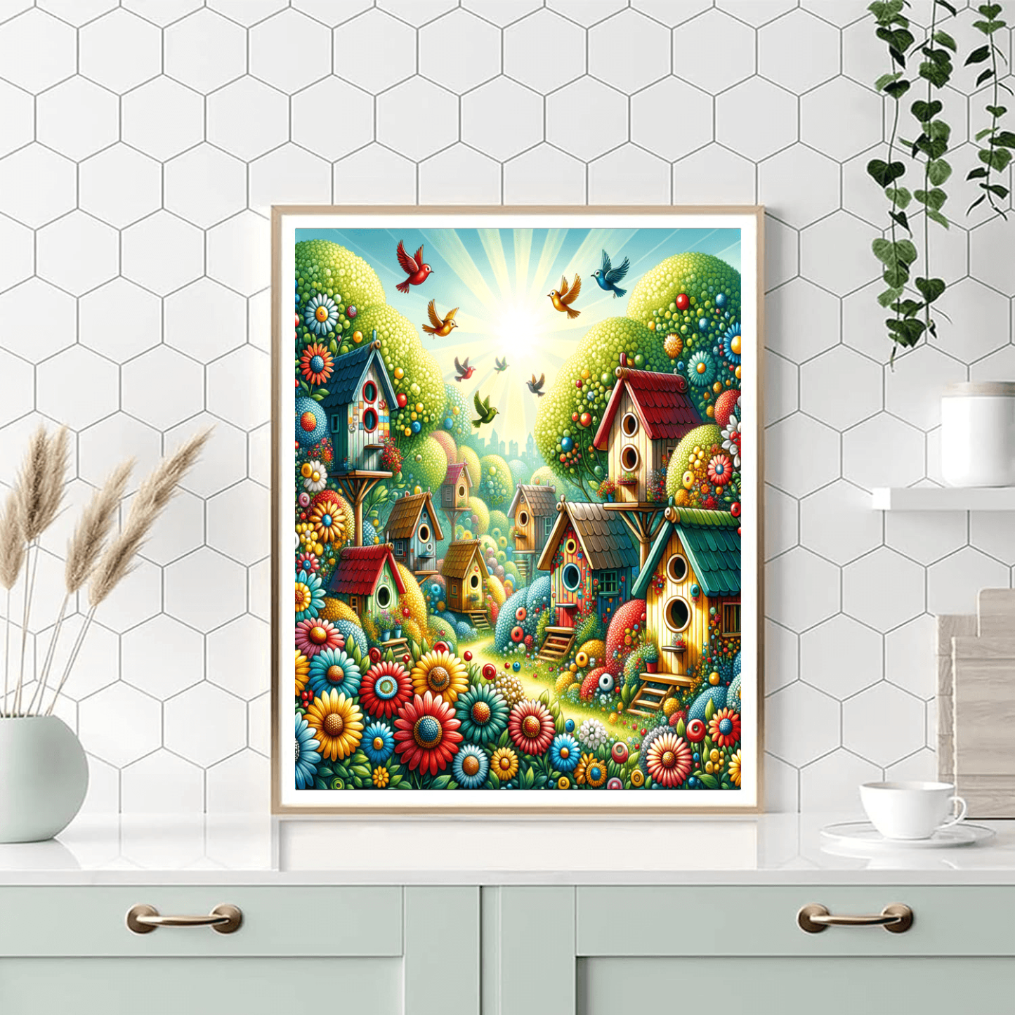 Charming Birdhouse Village Numbered Painting Kits