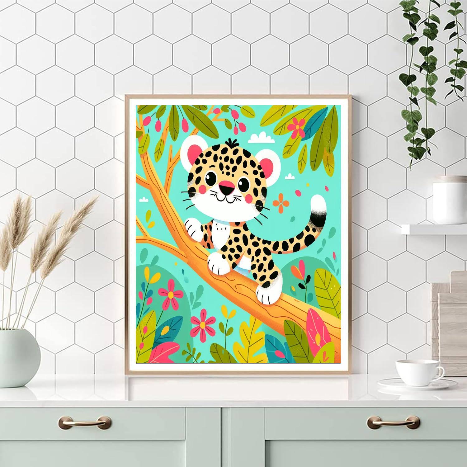 Joyful Jaguar Cub Painting Number Kit