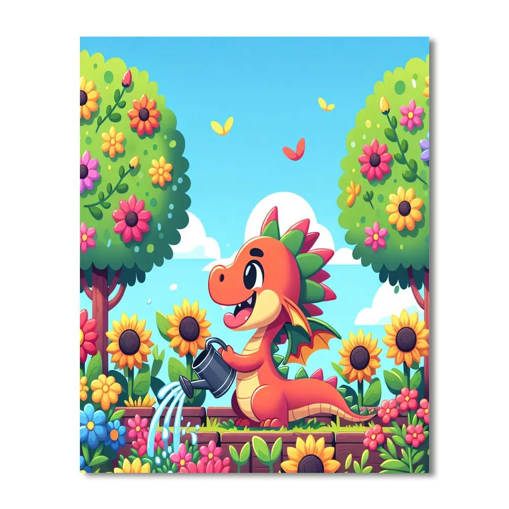 Friendly Dragon's Garden Number Painting
