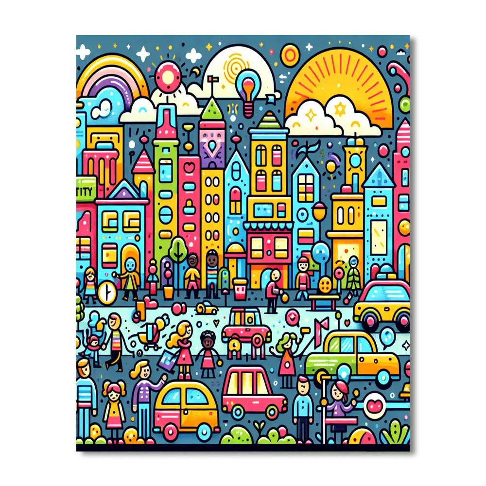 Doodle City Adventure Paint By Numbers