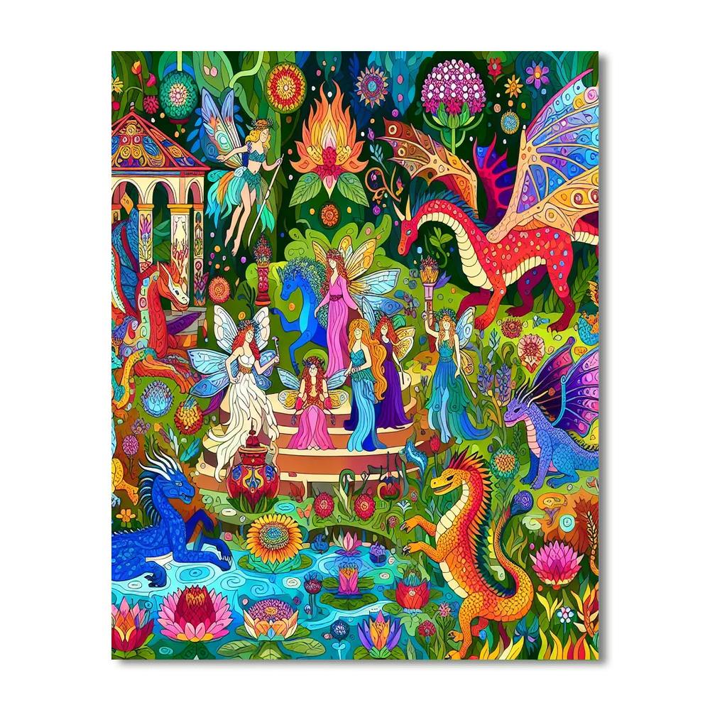 Mythical Garden Gathering Paint By Numbers Art