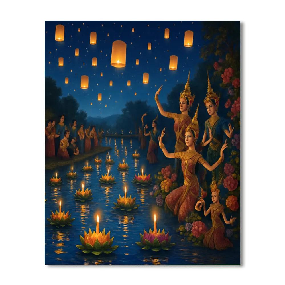 Loy Krathong Festival Numbered Painting Kits
