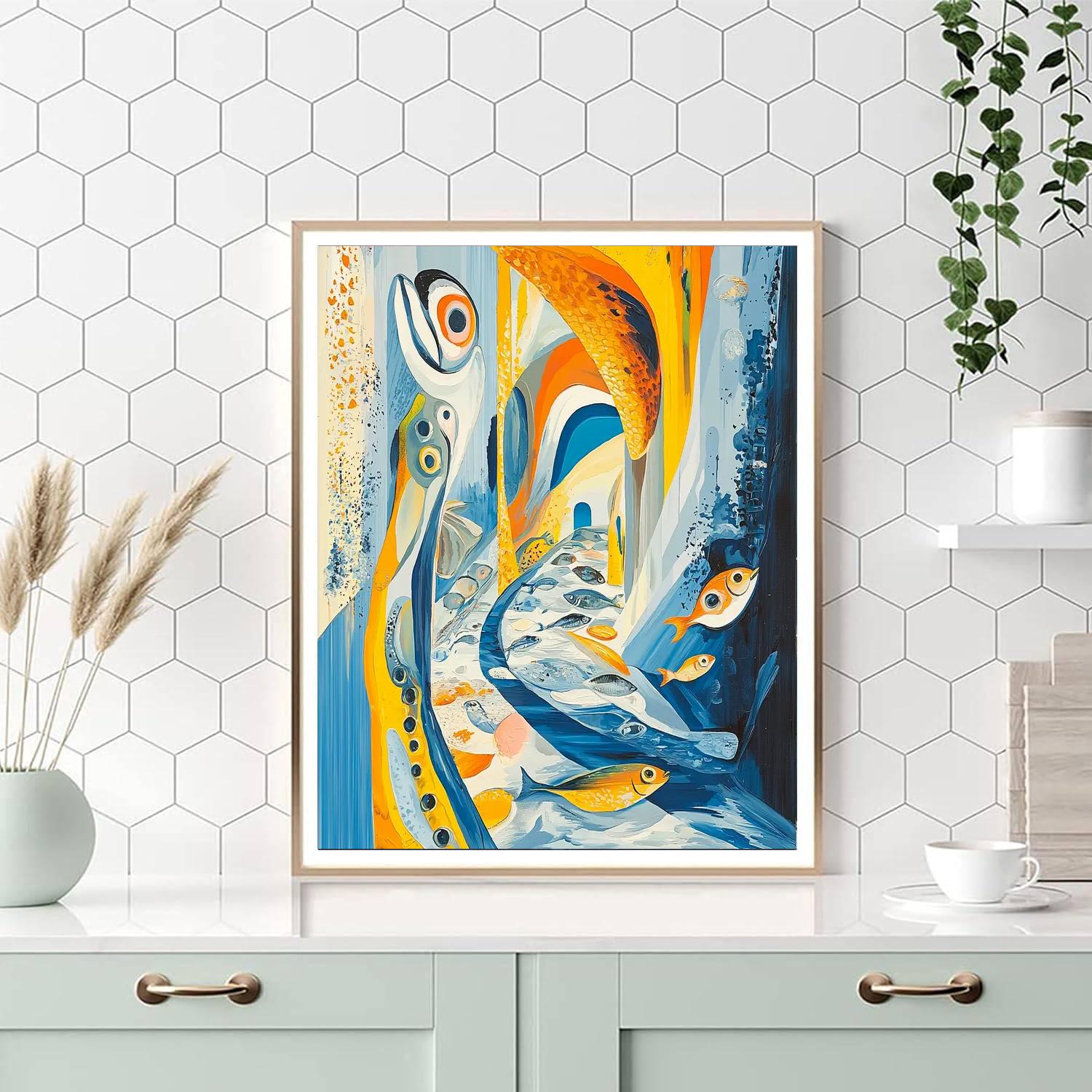 Salvador Dali Inspired The Surreal Fish Market  Paint By Numbers Kits