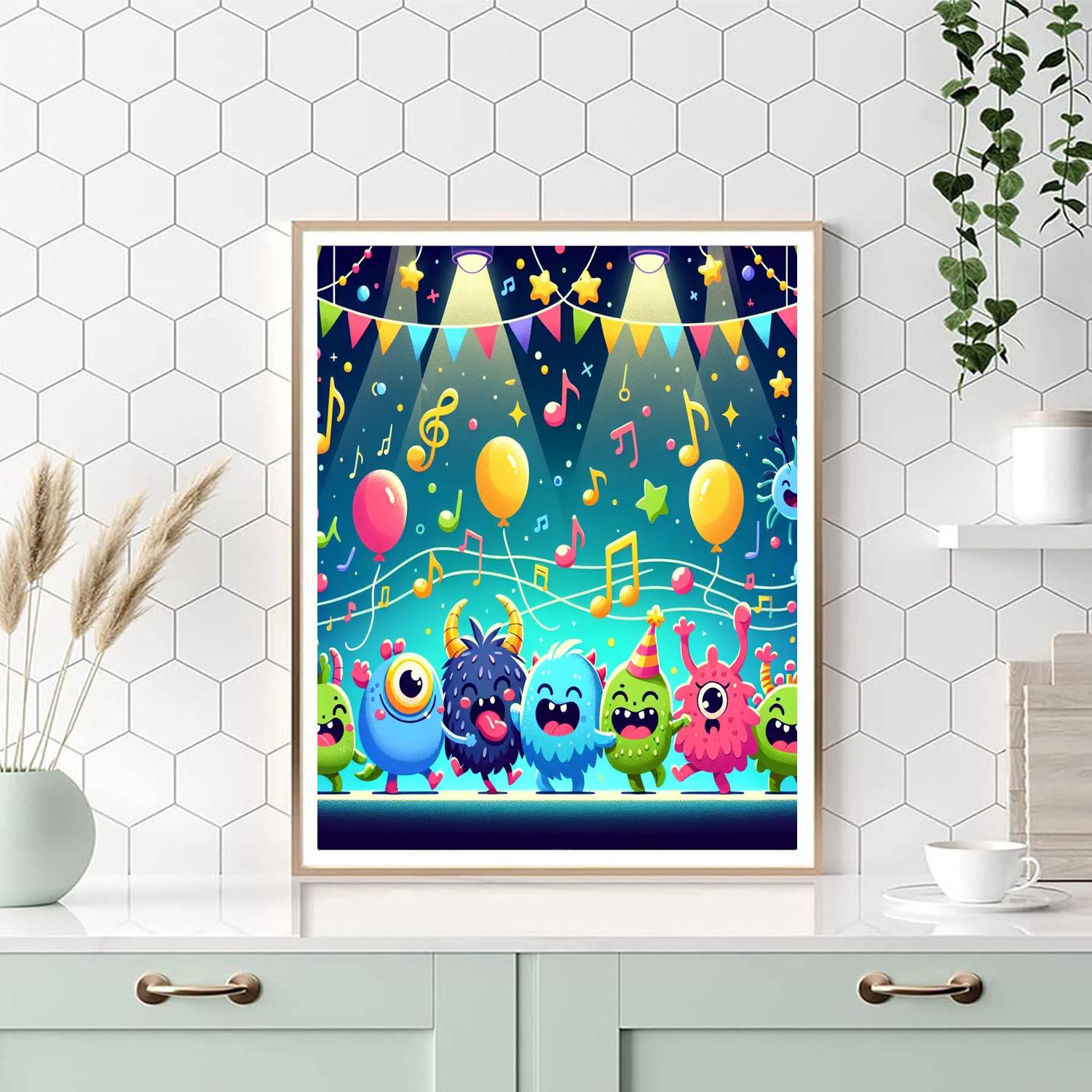 Cheerful Monster Dance Party Numbered Painting Kits