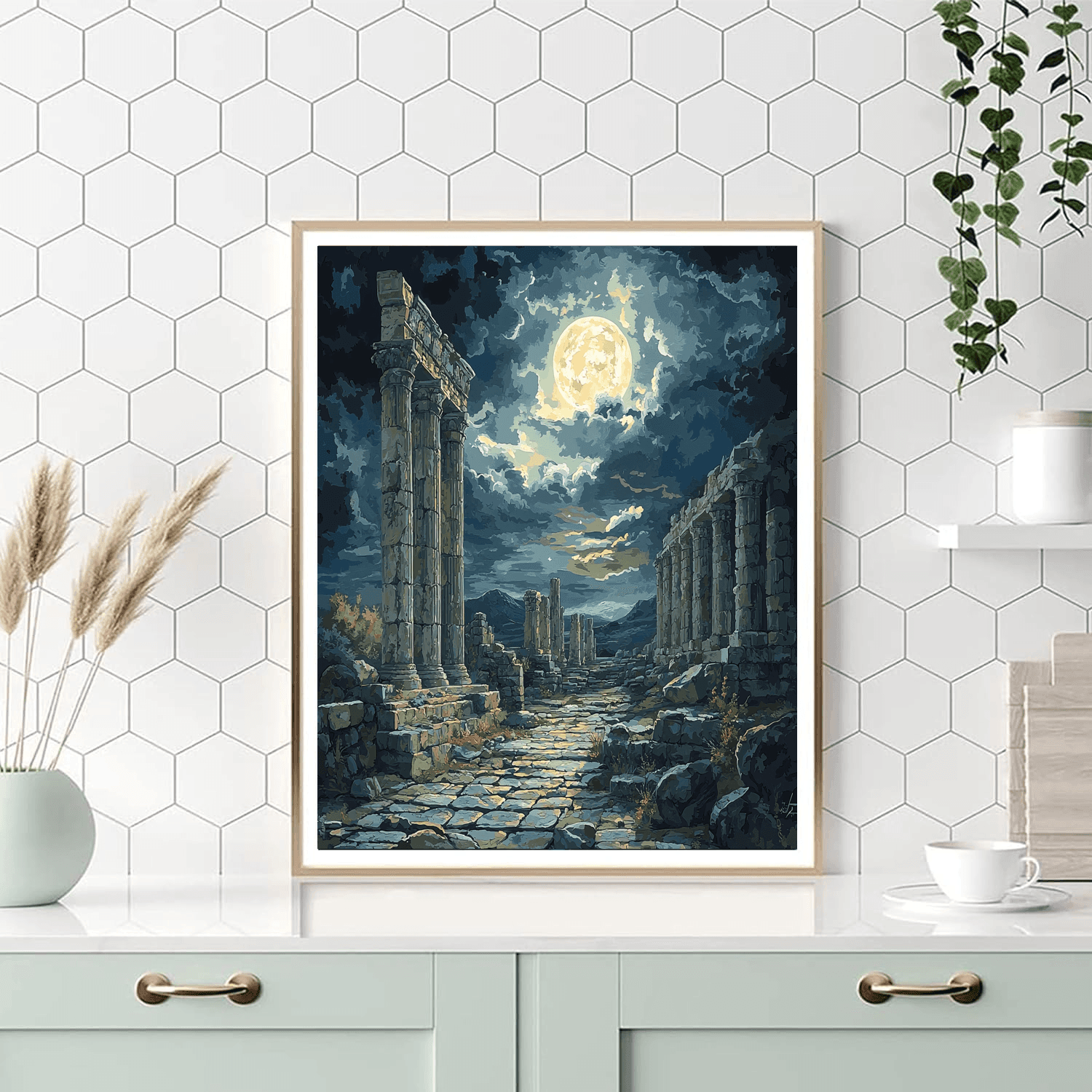 Neo-Gothic Style Inspired Neo-Gothic Moonlit Ruins  Paint By Numbers Kits