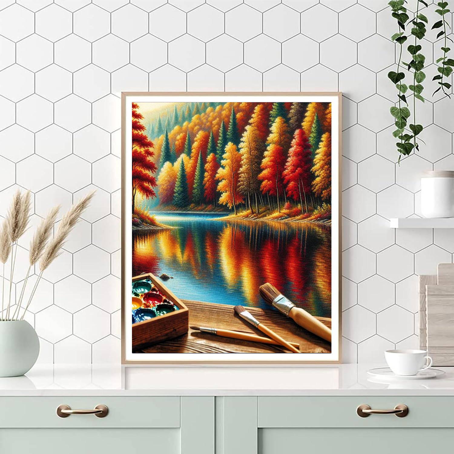 Peaceful Autumn Reflections Paint By Numbers Art