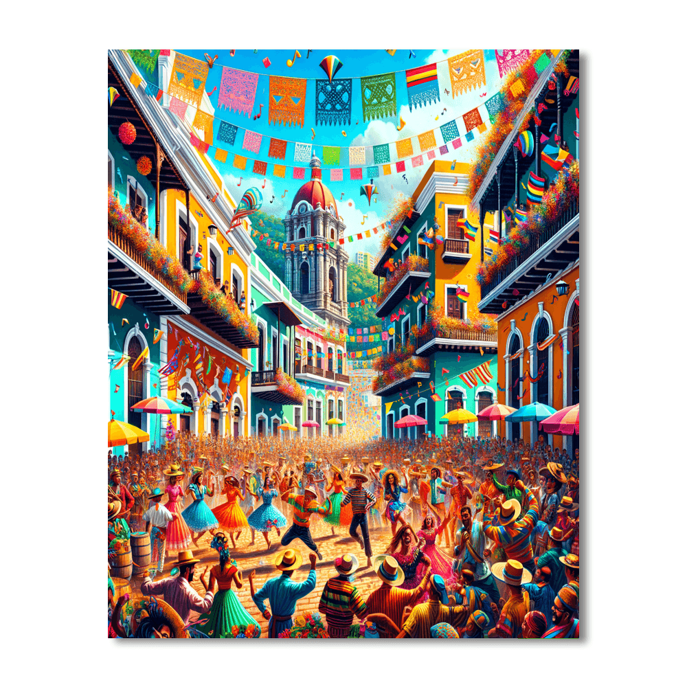 San Juan Fiesta - Puerto Rico DIY Paint By Numbers