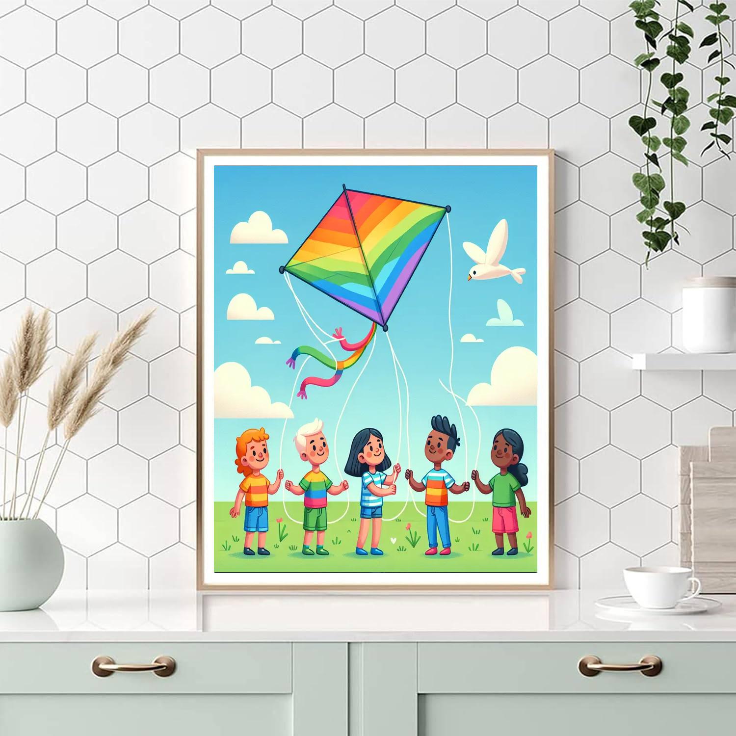 Rainbow Kite's Journey Painting By Numbers Kit