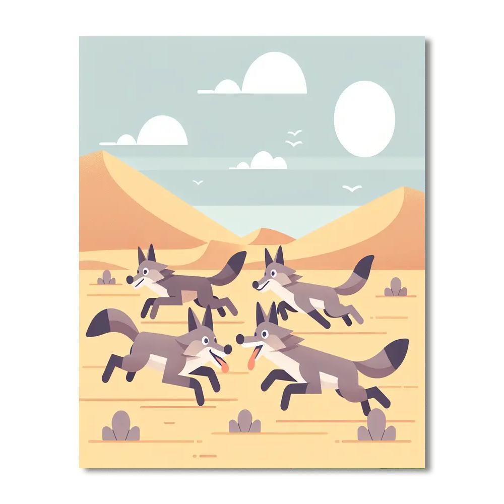 Cheerful Coyote Chase Number Painting
