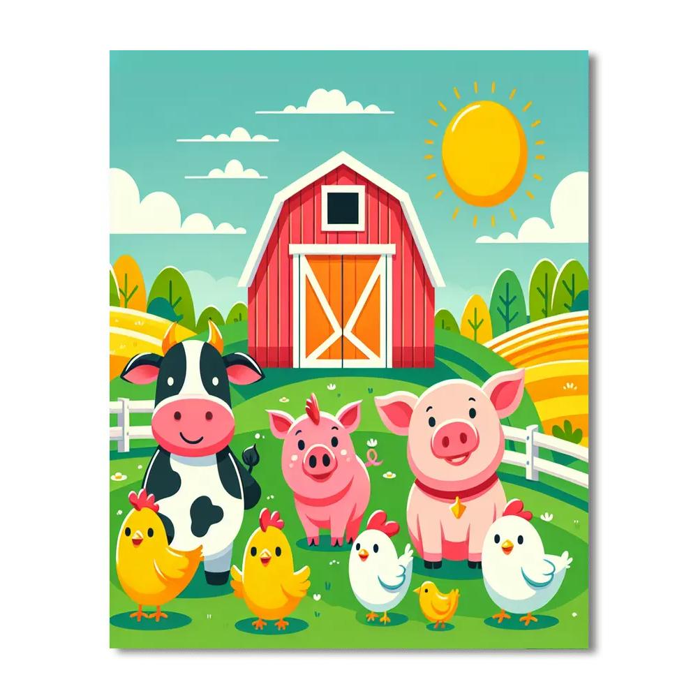 Farm Friends Forever Number Painting