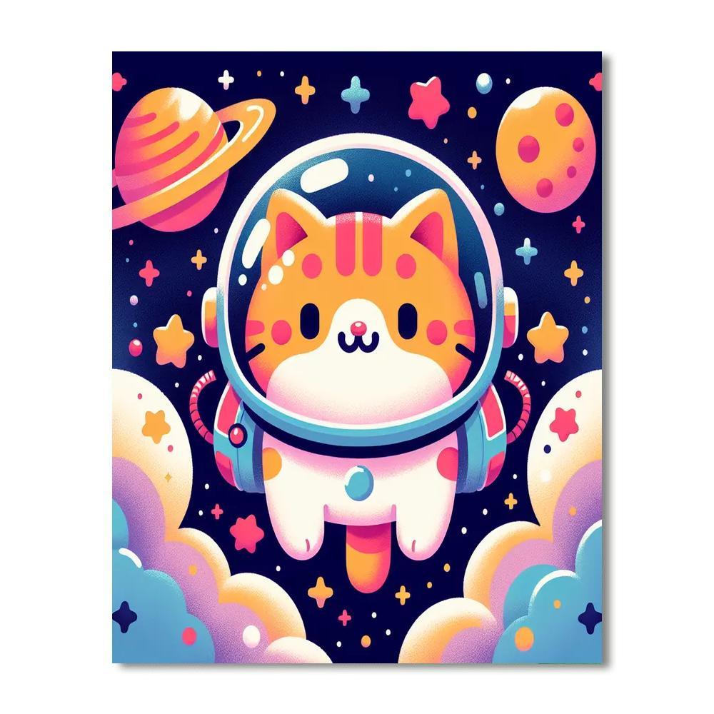 Exploring Space Cat Paint By Numbers Art