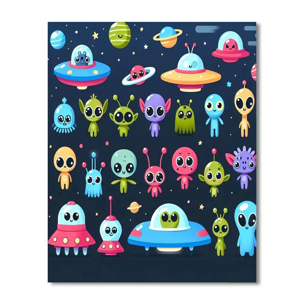 Alien Friends From Outer Space Painting Number Kit