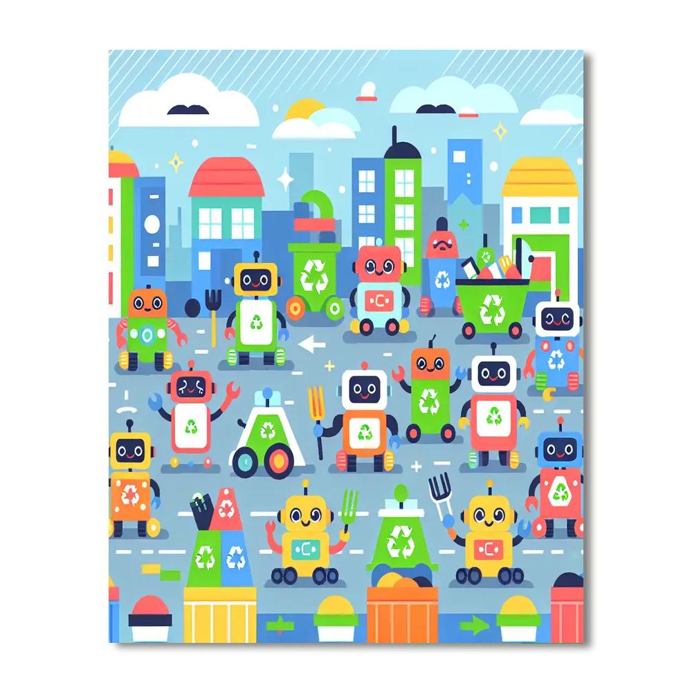 Robot Recycling Revolution Numbered Painting Kits