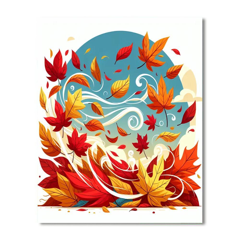 Cheerful Autumn Leaves Paint By Numbers Art