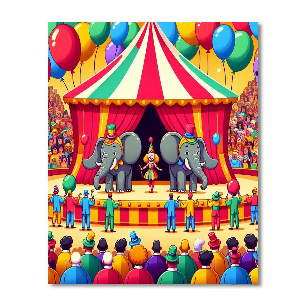 Friendly Animal Circus DIY Paint By Numbers