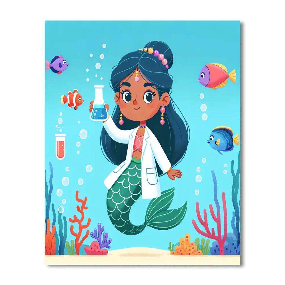 Mermaid Scientist Number Painting