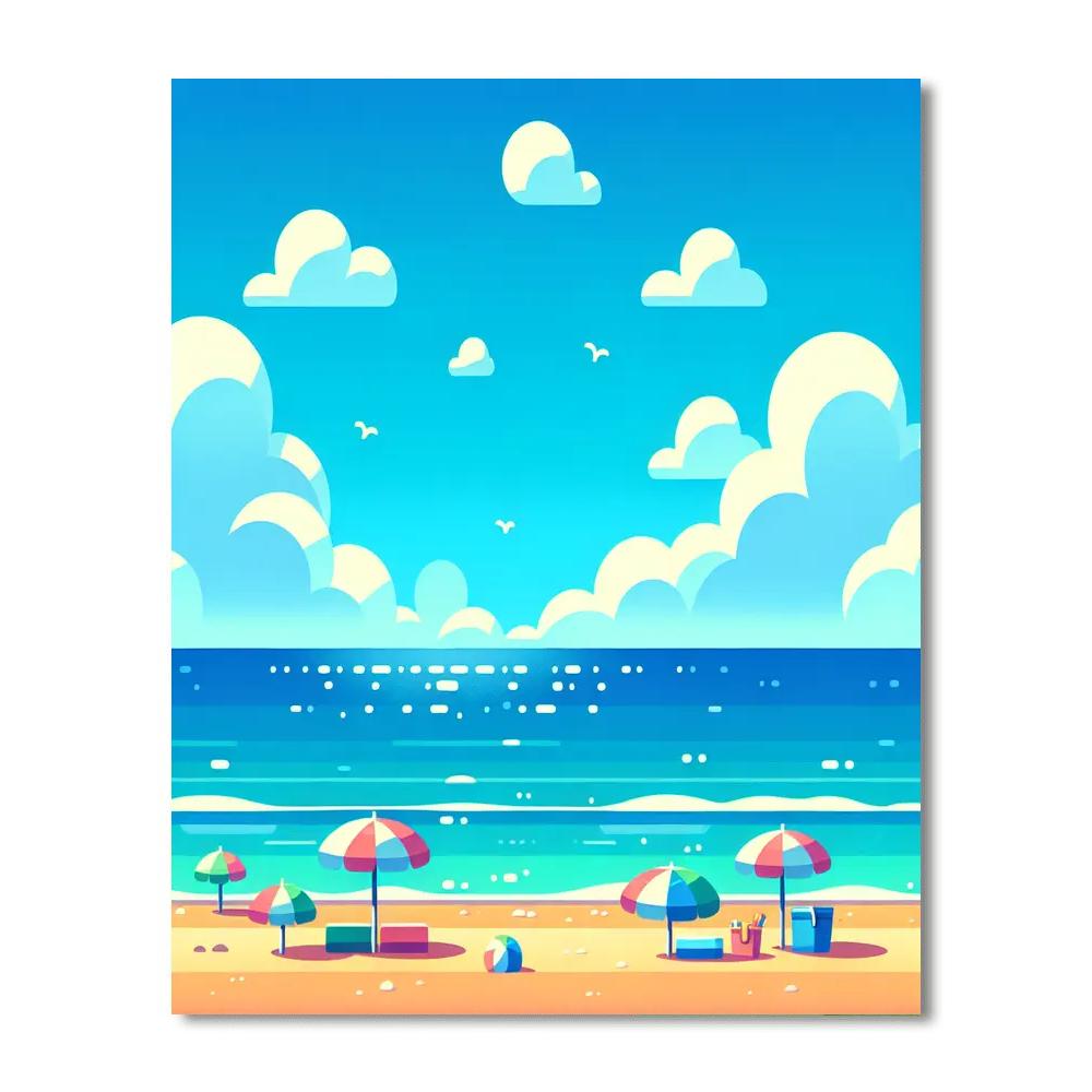 Peaceful Beach Day Painting Number Kit