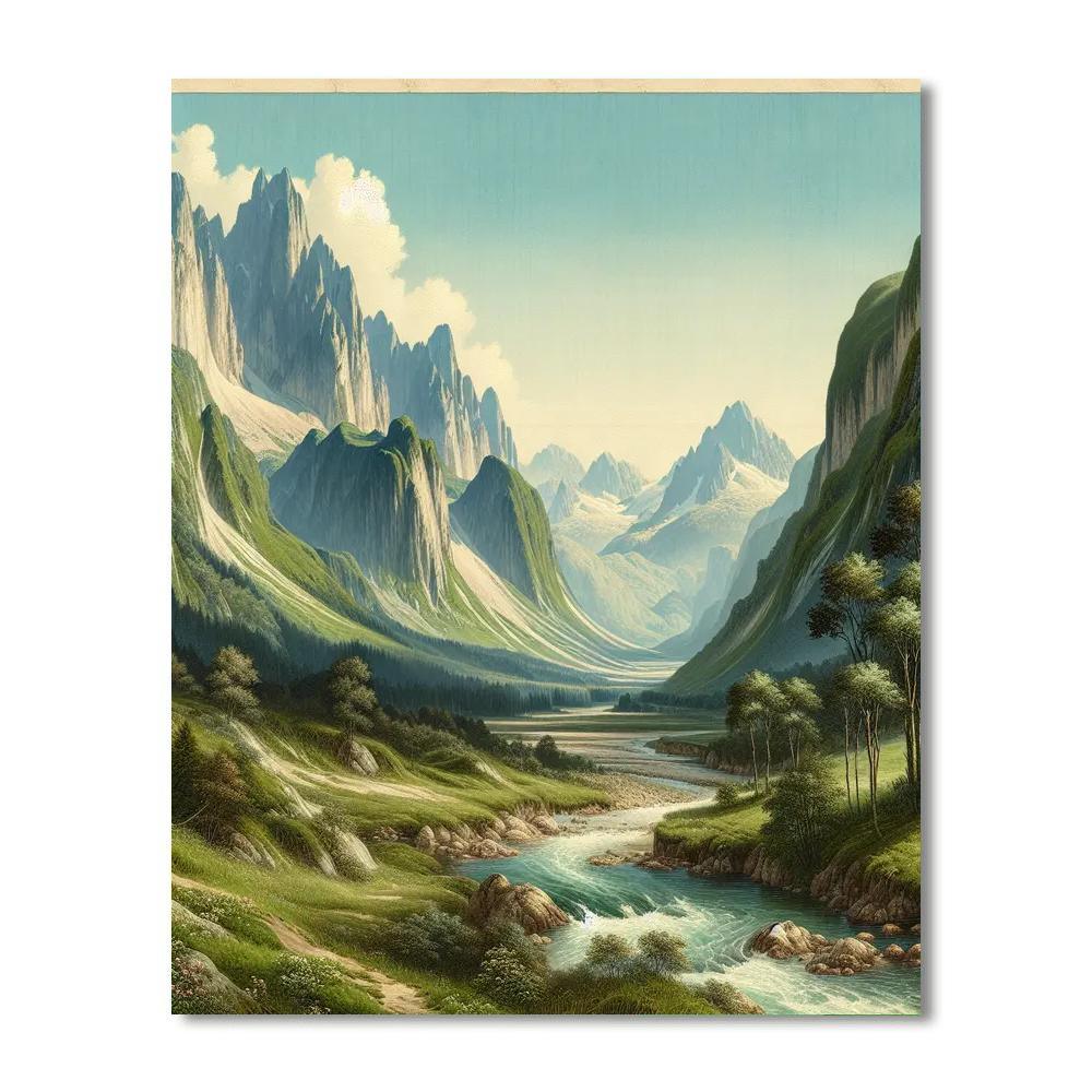 Timeless Mountain Landscape Painting Number Kit