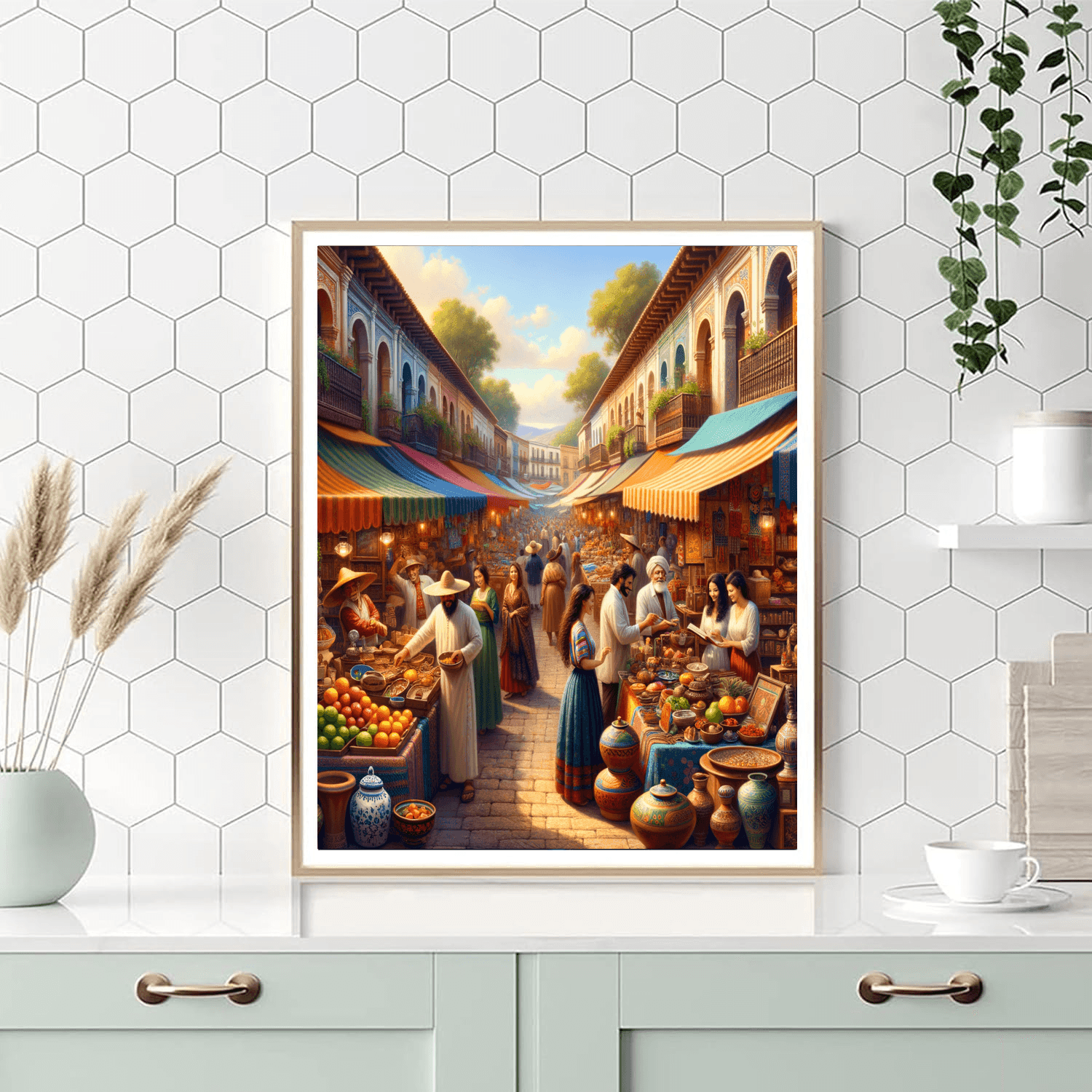 Bustling Market Street Paint By Number