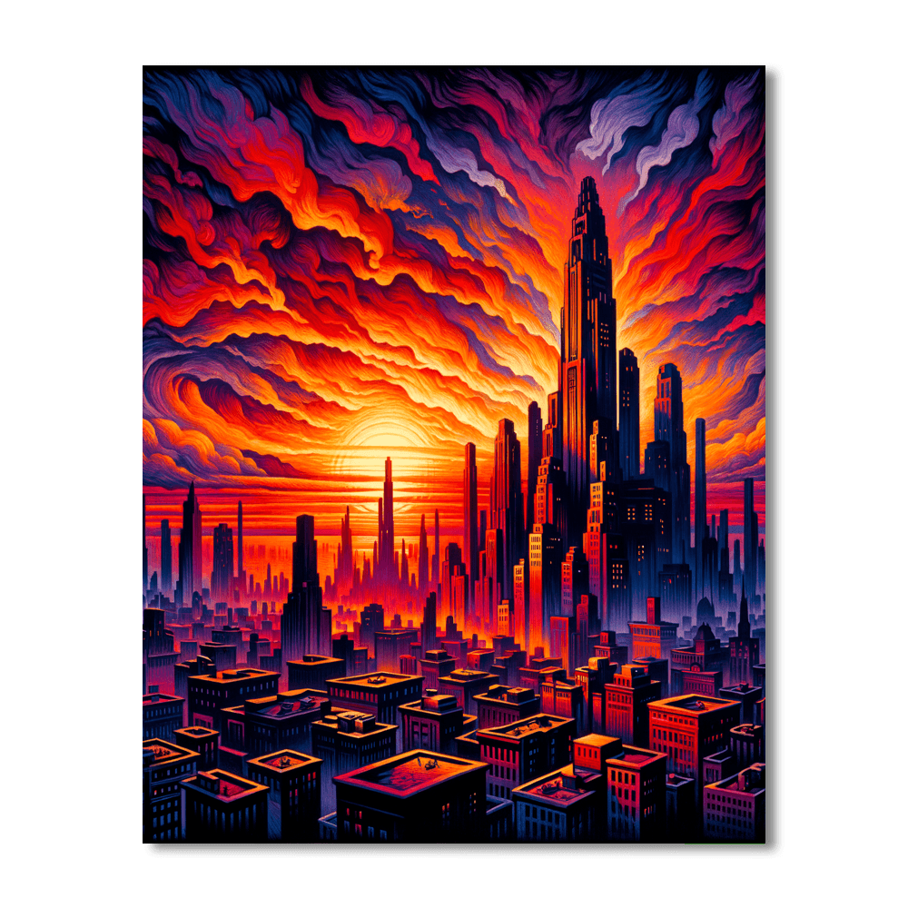 Sunset Over City Painting By Numbers Kit