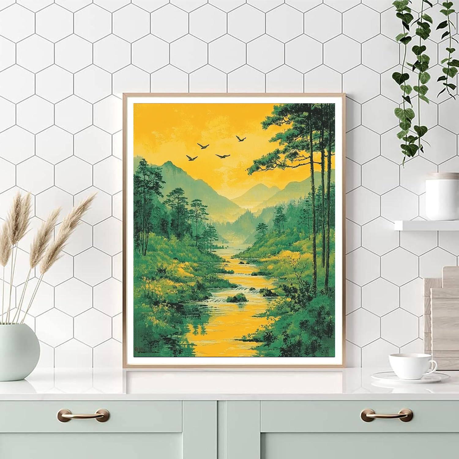 Utagawa Hiroshige Inspired Eternal Flow Of Seasons  Number Painting