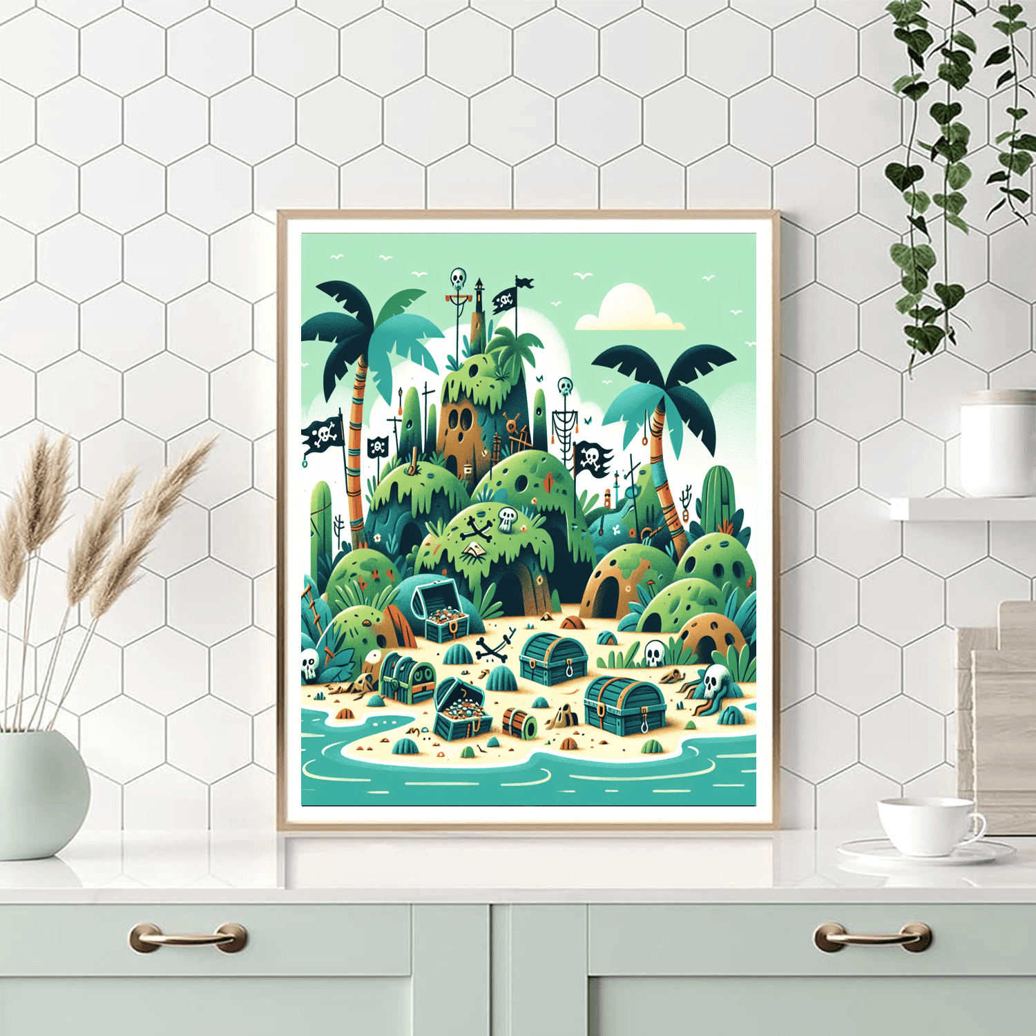 Fantasy Pirate Island Number Painting