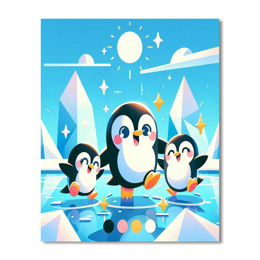 Cute Penguin Family Numbered Painting Kits